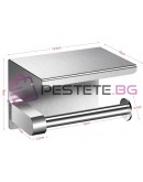 Метална поставка за тоалетна хартия с рафт за телефон за баня